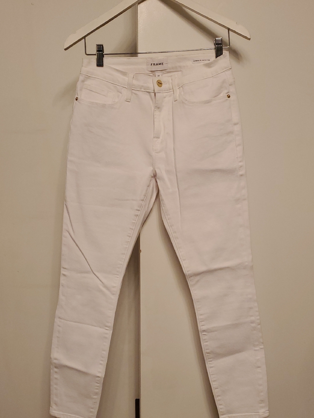Frame Denim White Skinny High-Rise Jeans